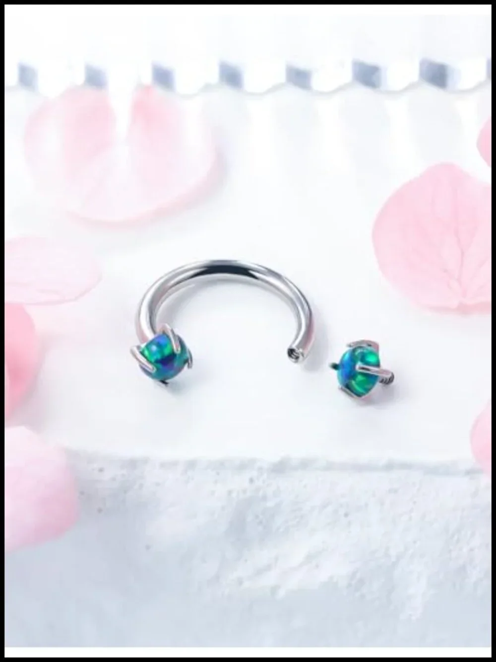 Titanium 16g Opal Horseshoe Septum Ring Lip Piercing Jewelry Cartilage Helix